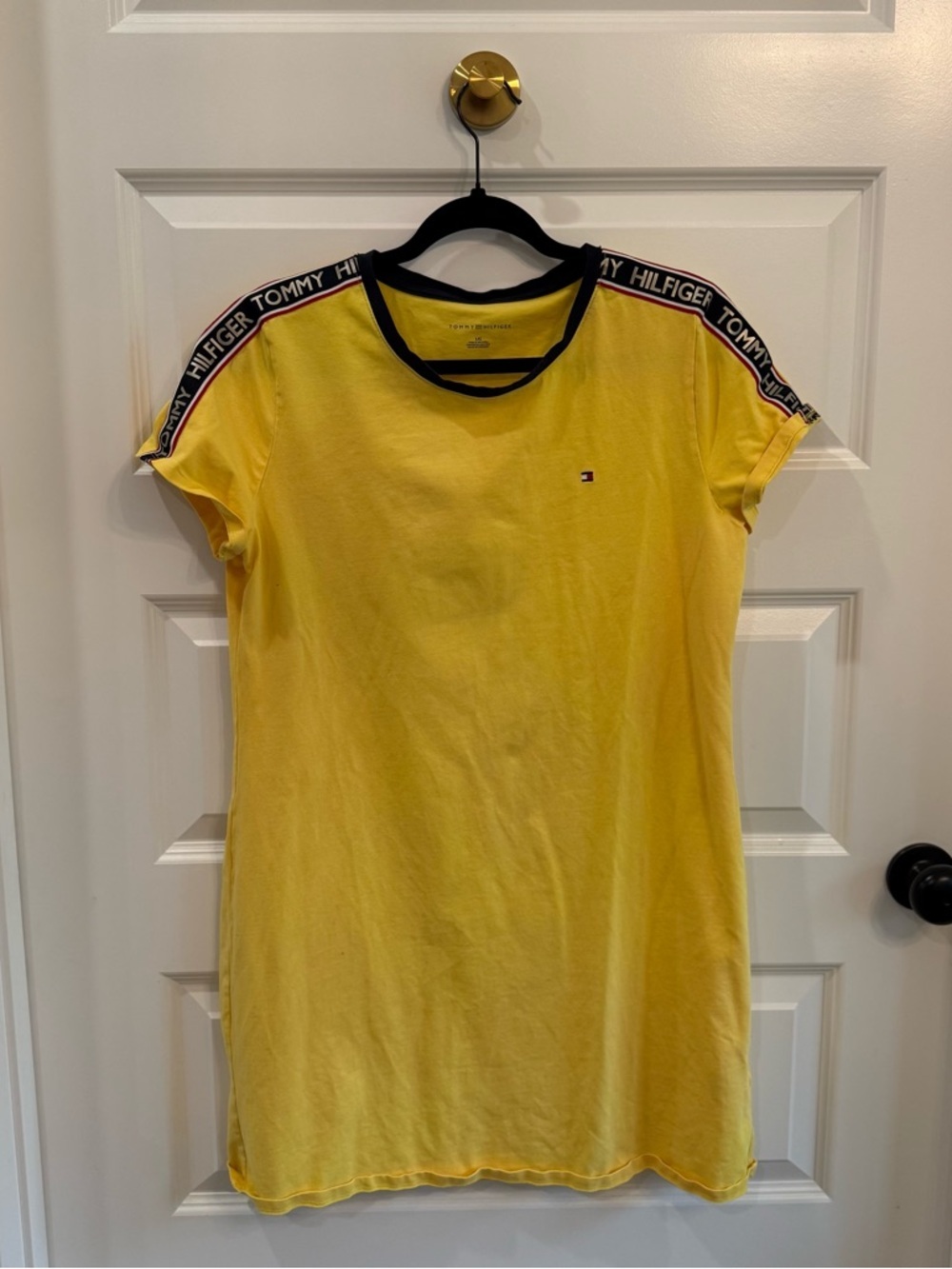 Tommy Hilfiger Yellow T-Shirt Dress 90s Vintage Y2K Retro Large